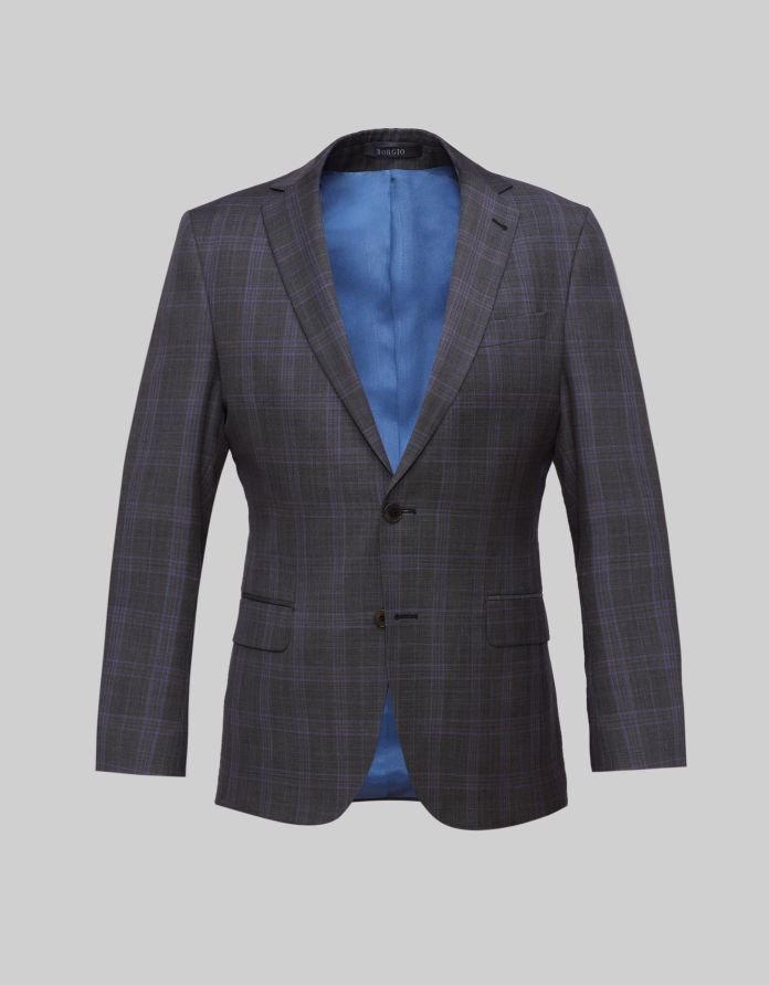 Marynarka do zestawu cave szara w kratę slim fit