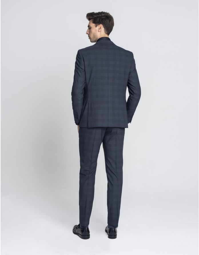 Marynarka do zestawu affori w kratę grafit slim fit