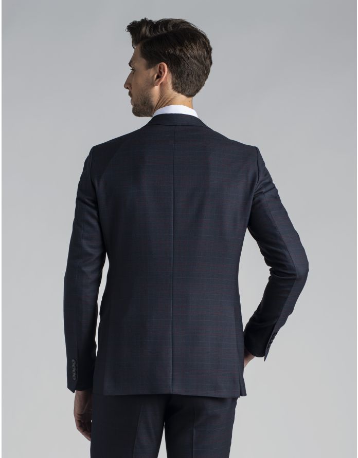 marynarka do zestawu lambrate granatowa w kratę slim fit