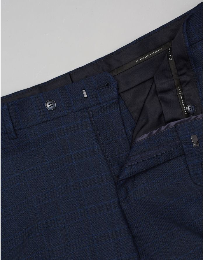 Spodnie w kratę do zestawu masino granatowy classic fit