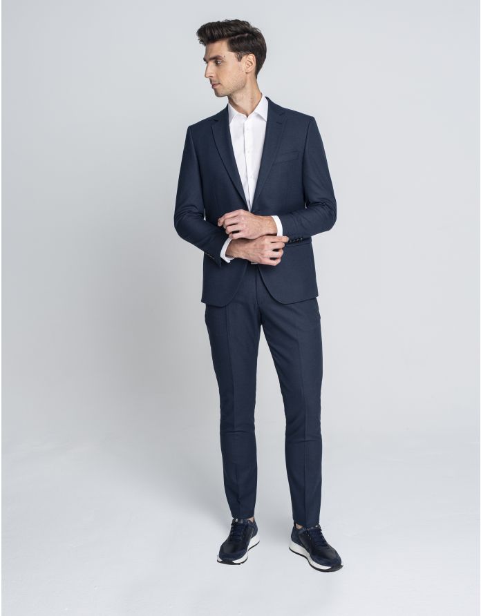 marynarka do zestawu stranoa granatowy slim fit