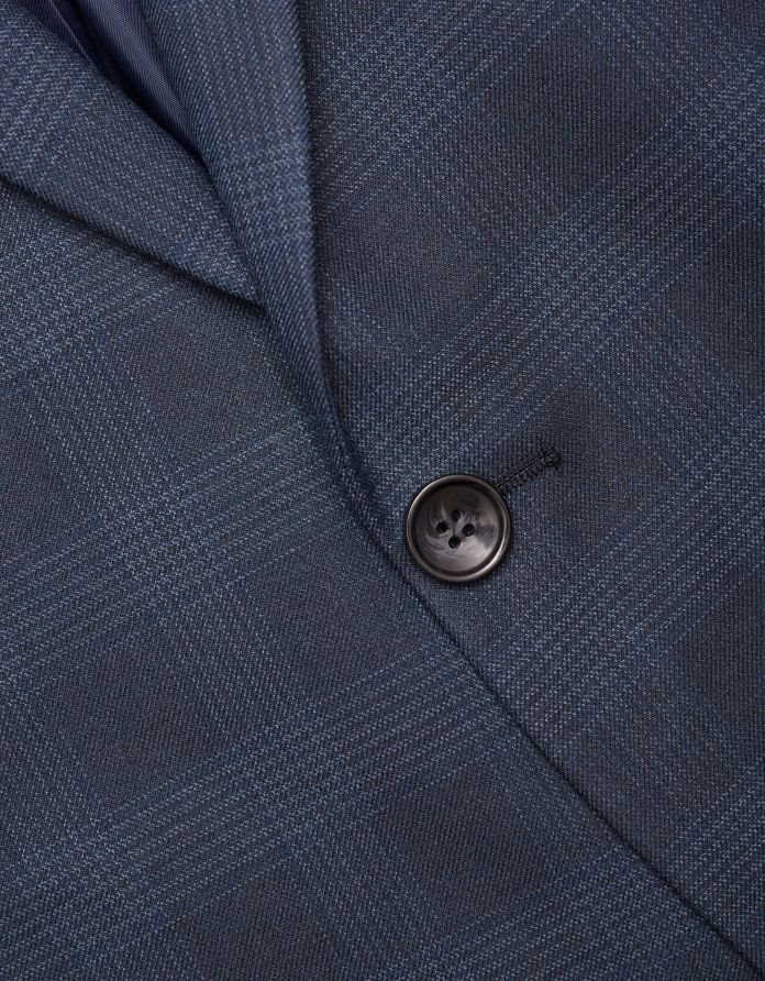 marynarka do zestawu strano granatowa w kratę slim fit