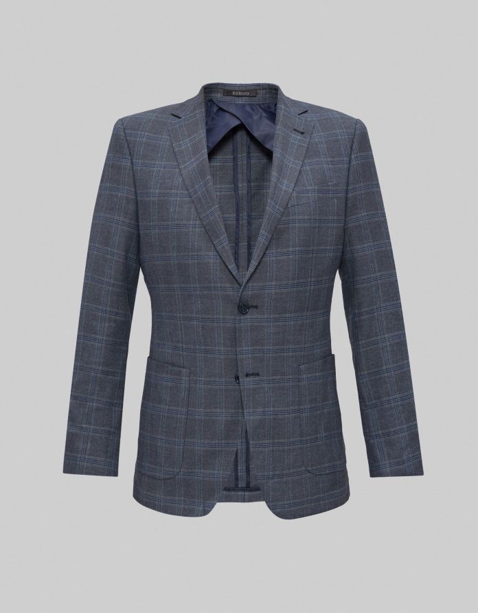 marynarka do zestawu plati szara w kratę slim fit