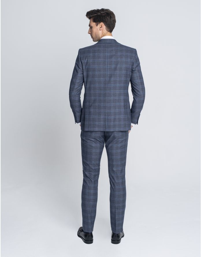 marynarka do zestawu plati szara w kratę slim fit