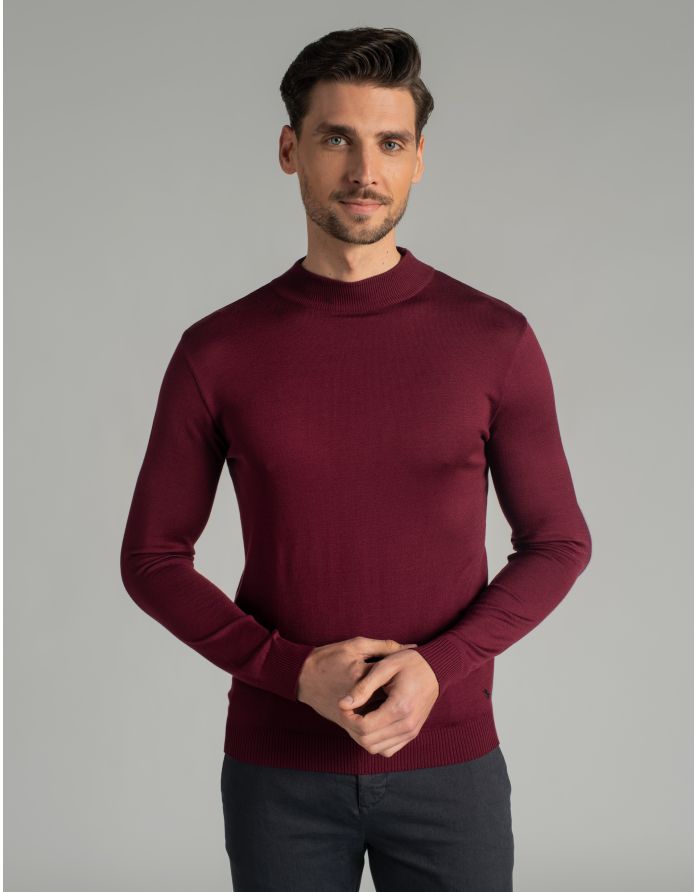 sweter gładki grotte bordo