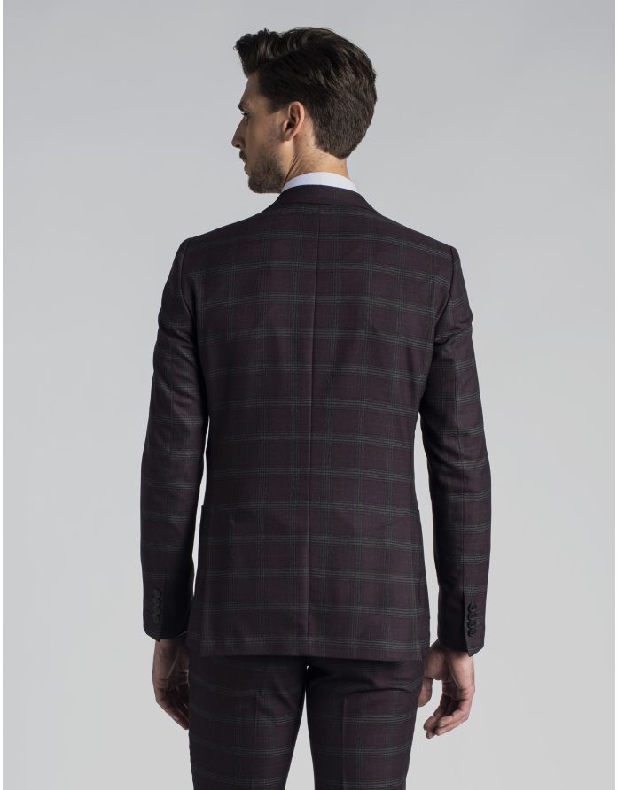 marynarka do zestawu naro 02 bordowa w kratę slim fit