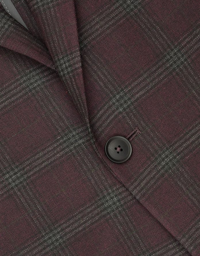 marynarka do zestawu naro 02 bordowa w kratę slim fit