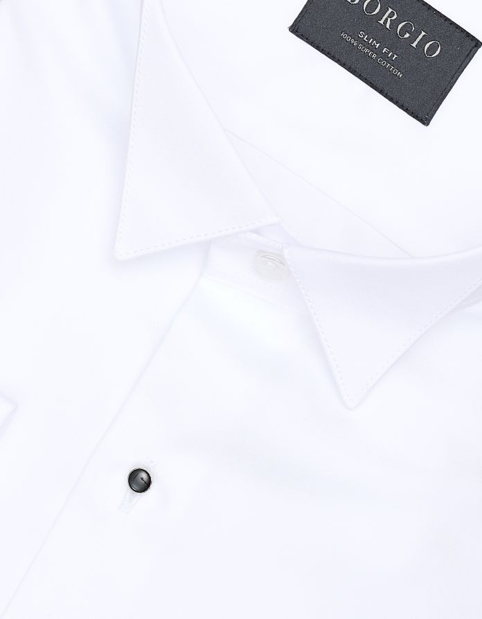 koszula enna 00336 na spinki biały slim fit