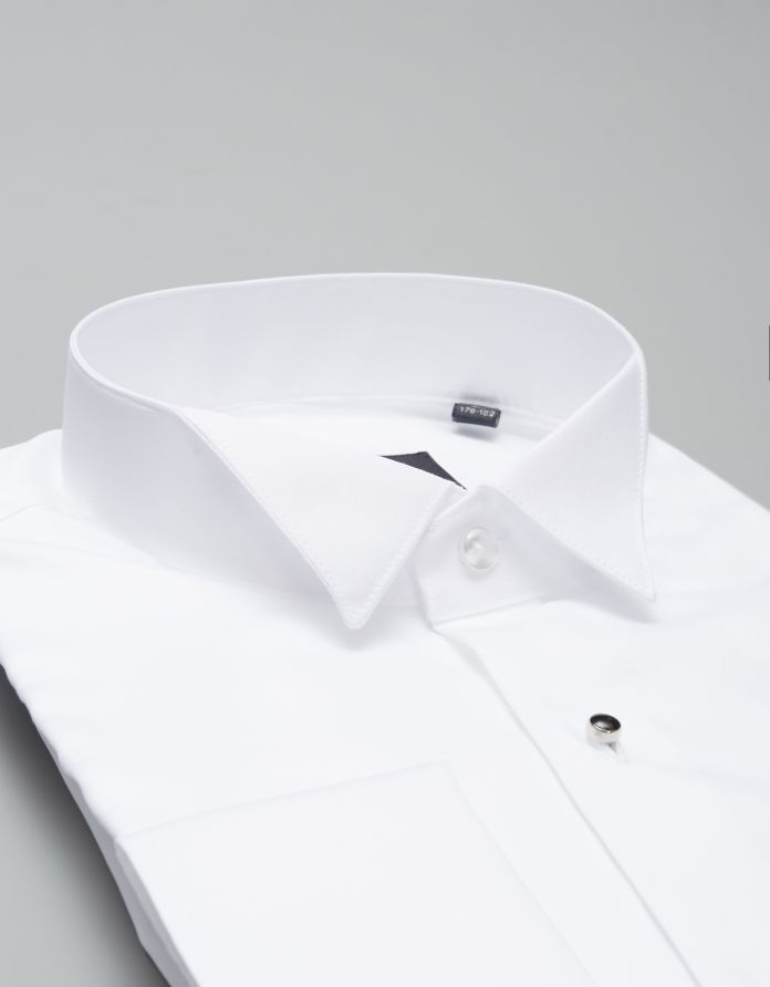 koszula enna 00336 na spinki biały slim fit