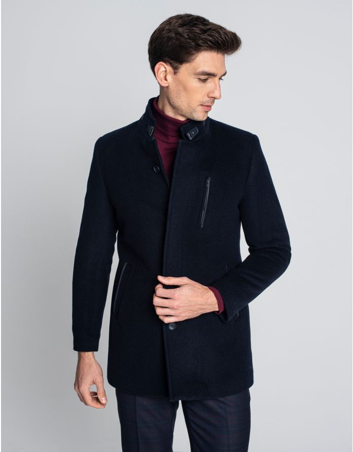 płaszcz ze stójką ribera granatowy
