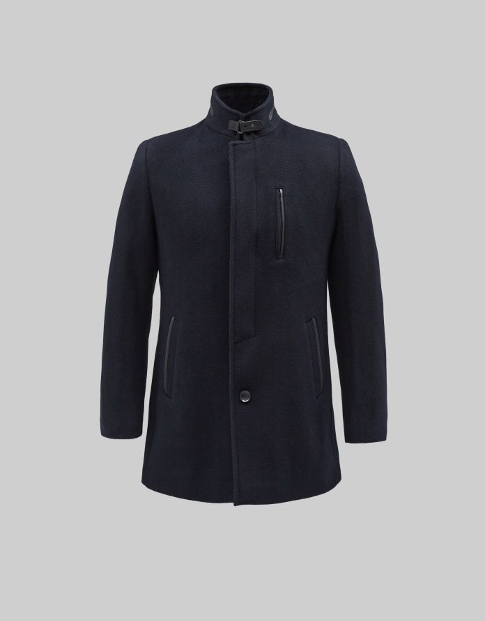 płaszcz ze stójką ribera granatowy