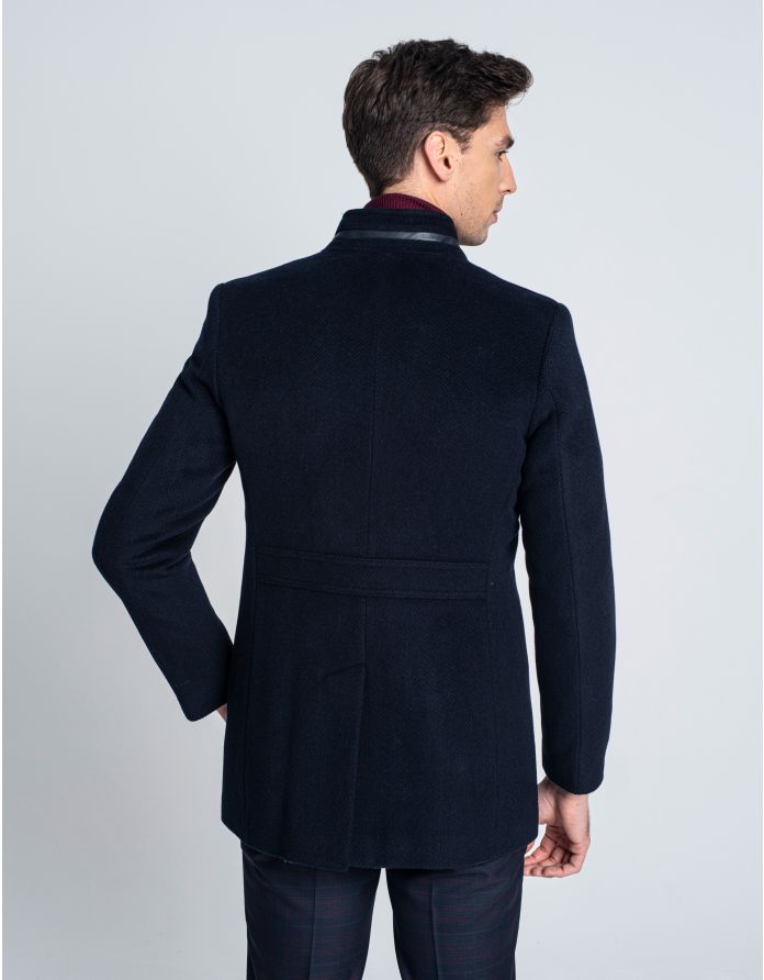 płaszcz ze stójką ribera granatowy