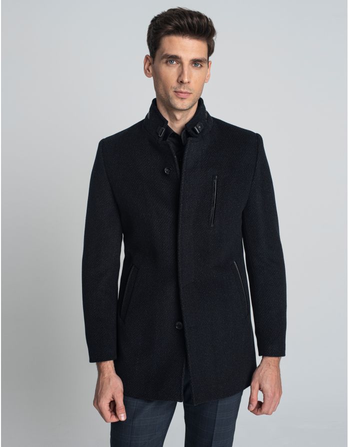 płaszcz ze stójką ribera czarny