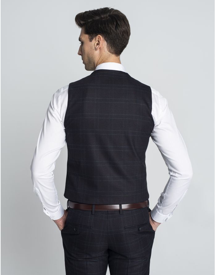 kamizelka w kratę monreale bordowa slim fit