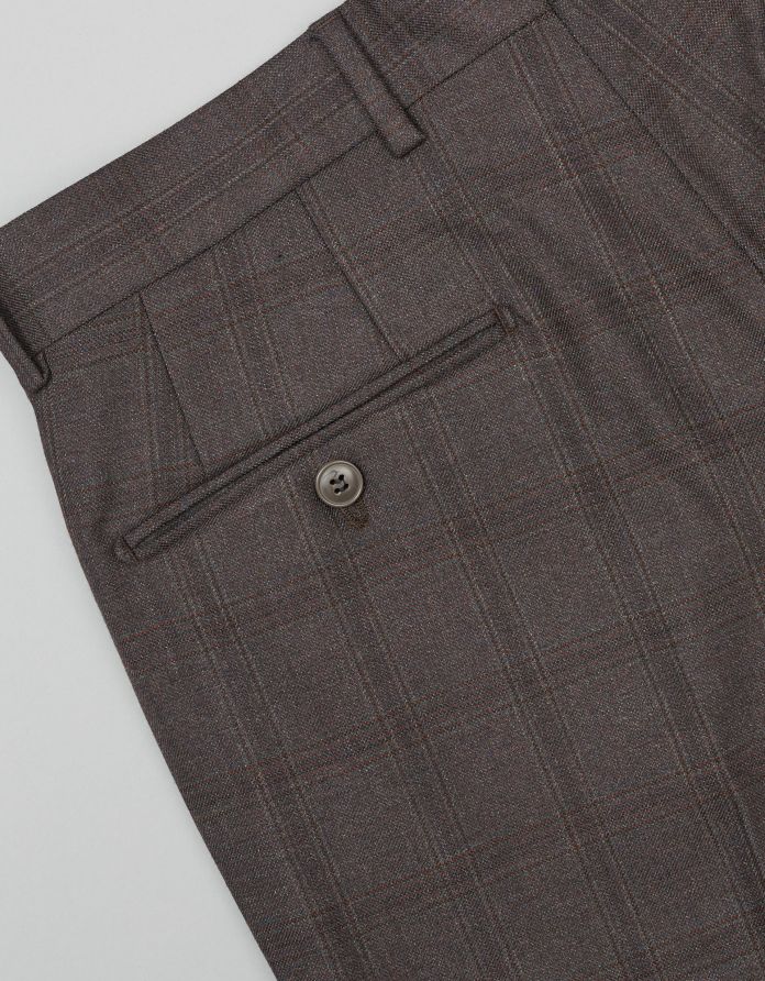 spodnie do zestawu dasa brąz w kratę slim fit