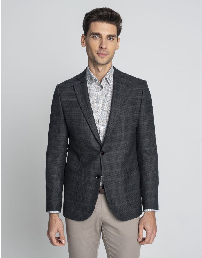 marynarka locri zielona w kratę slim fit