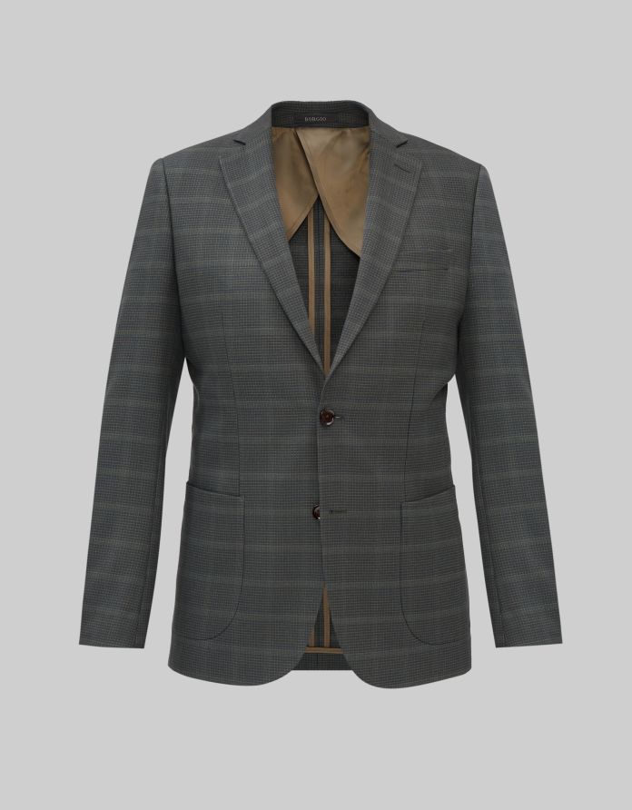 marynarka locri zielona w kratę slim fit