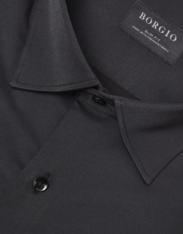 koszula acconia 00357 długi rękaw czarny slim fit