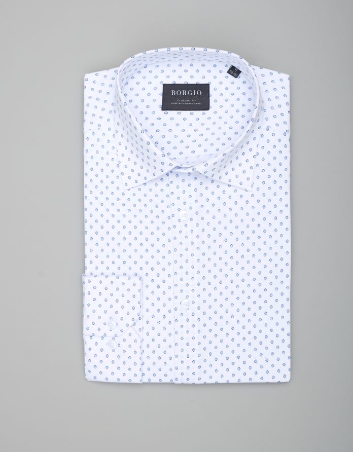 koszula biała we wzory calimera 00343 długi rękaw classic fit