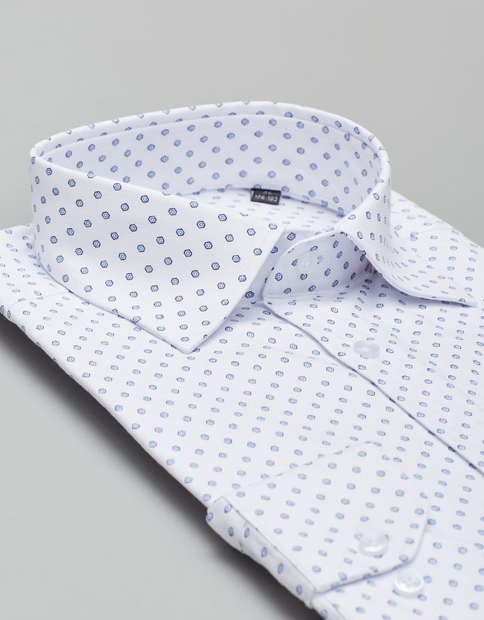 koszula biała we wzory calimera 00343 długi rękaw classic fit