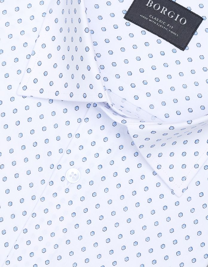 koszula biała we wzory calimera 00343 długi rękaw classic fit