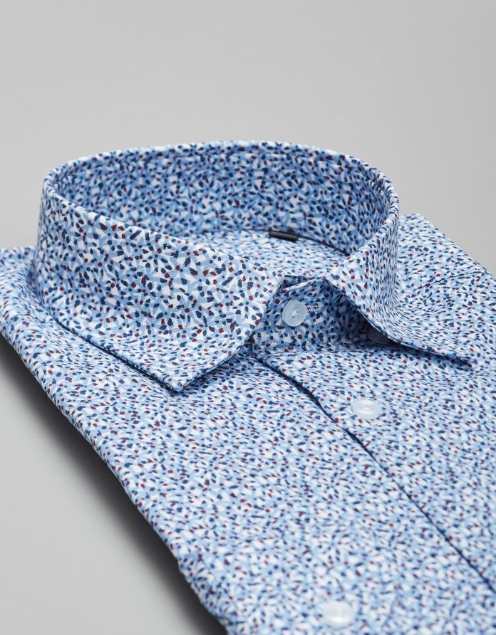 koszula niebieska melanż calimera 00345 długi rękaw classic fit