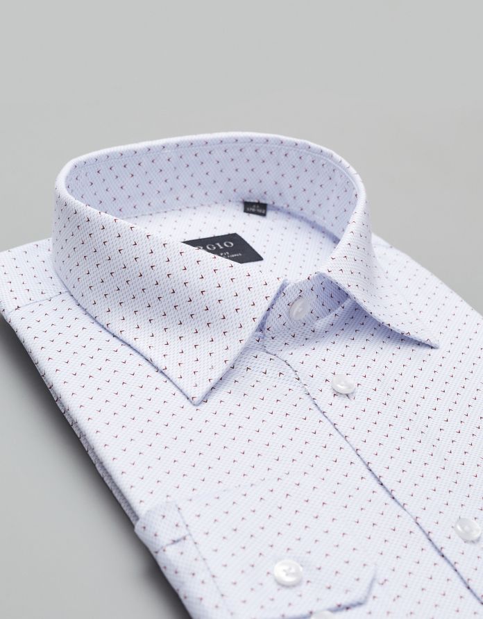 koszula calimera biała w mikrowzór 00365 długi rękaw classic fit