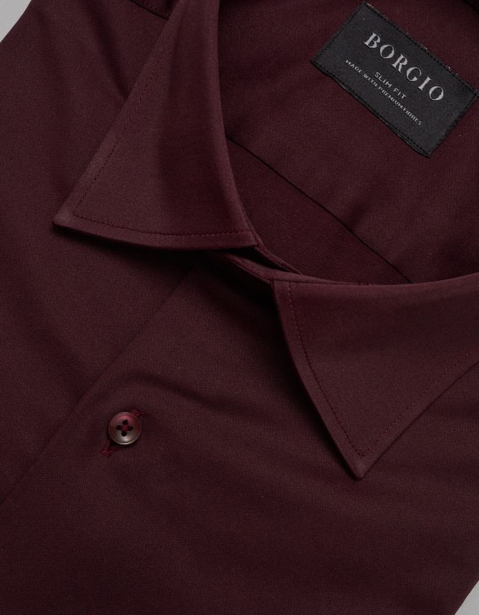 koszula lumia 00368 długi rękaw bordowy slim fit