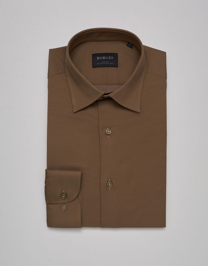 koszula lumia 00370 długi rękaw beżowy slim fit