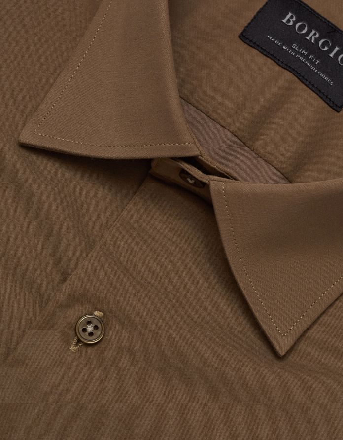 koszula lumia 00370 długi rękaw beżowy slim fit