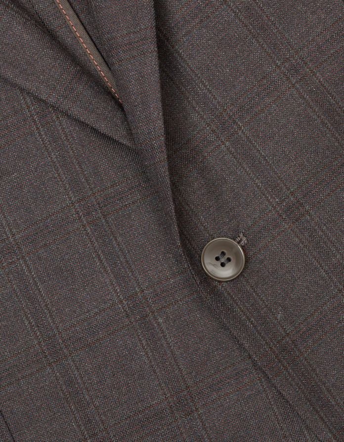 marynarka do zestawu dasa brąz w kratę slim fit