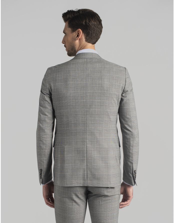 marynarka w kratę do zestawu caronia szara w kratę slim fit