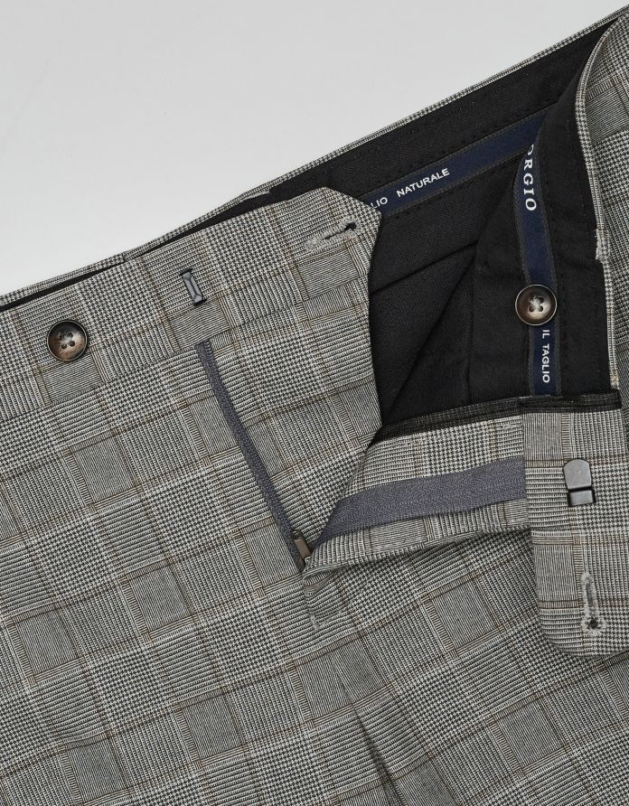 spodnie w kratę do zestawu caronia szary classic fit