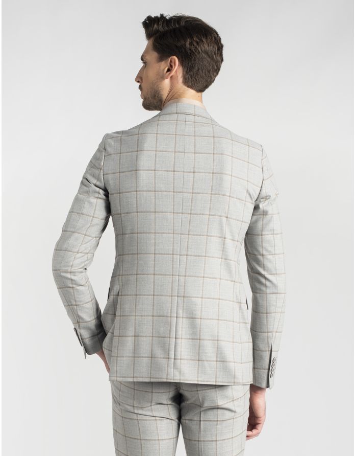 marynarka w kratę do zestawu alia szara w kratę slim fit