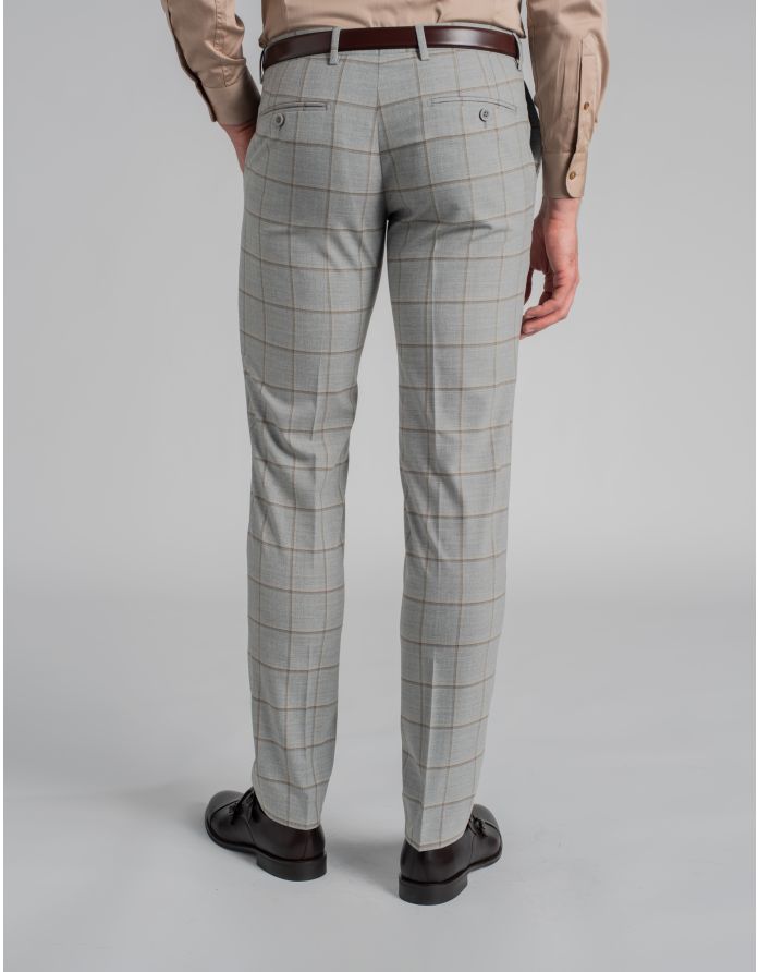 spodnie w krate do zestawu alia szare w kratę slim fit