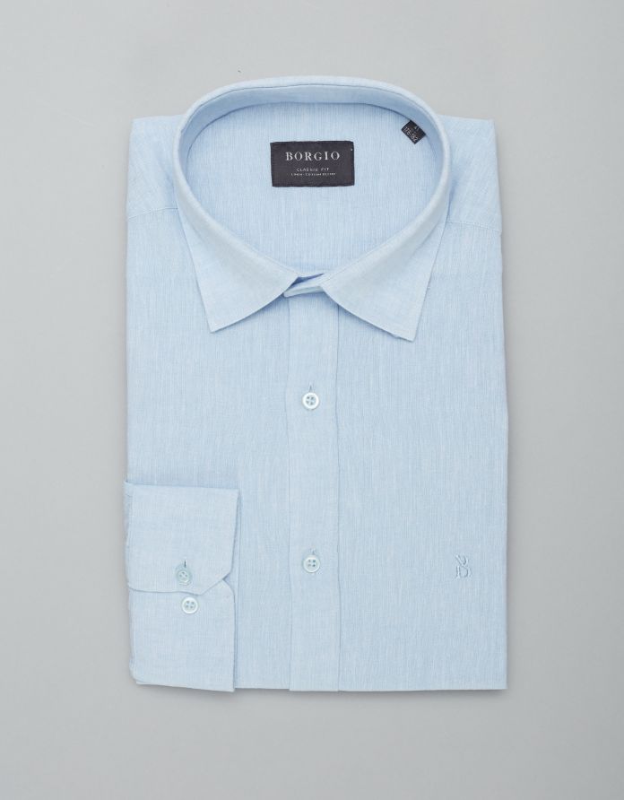 koszula lentini 00387 długi rękaw błękit classic fit