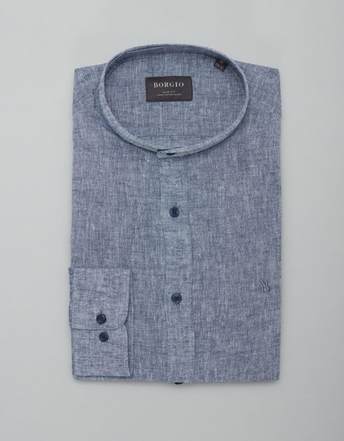 koszula lentini 00389 długi rękaw granatowy slim fit