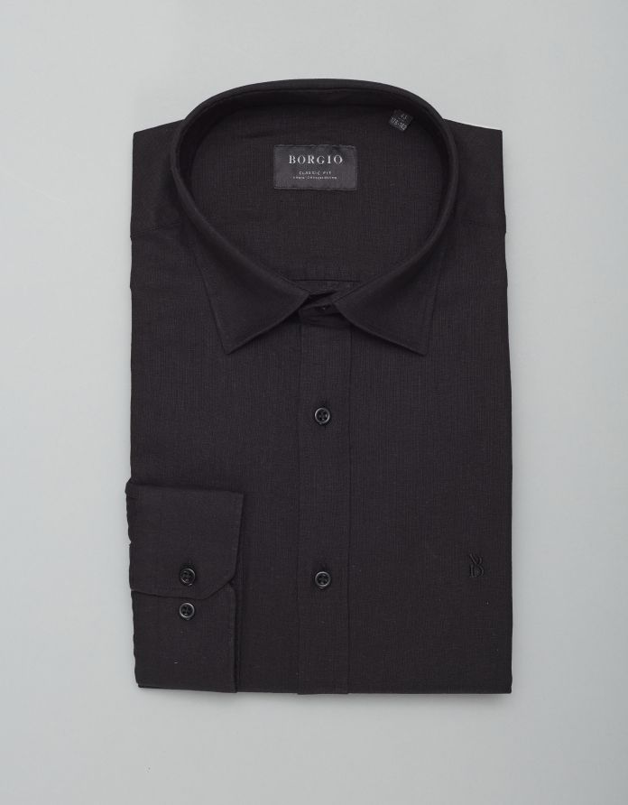 koszula lentini 00393 długi rękaw czarny classic fit