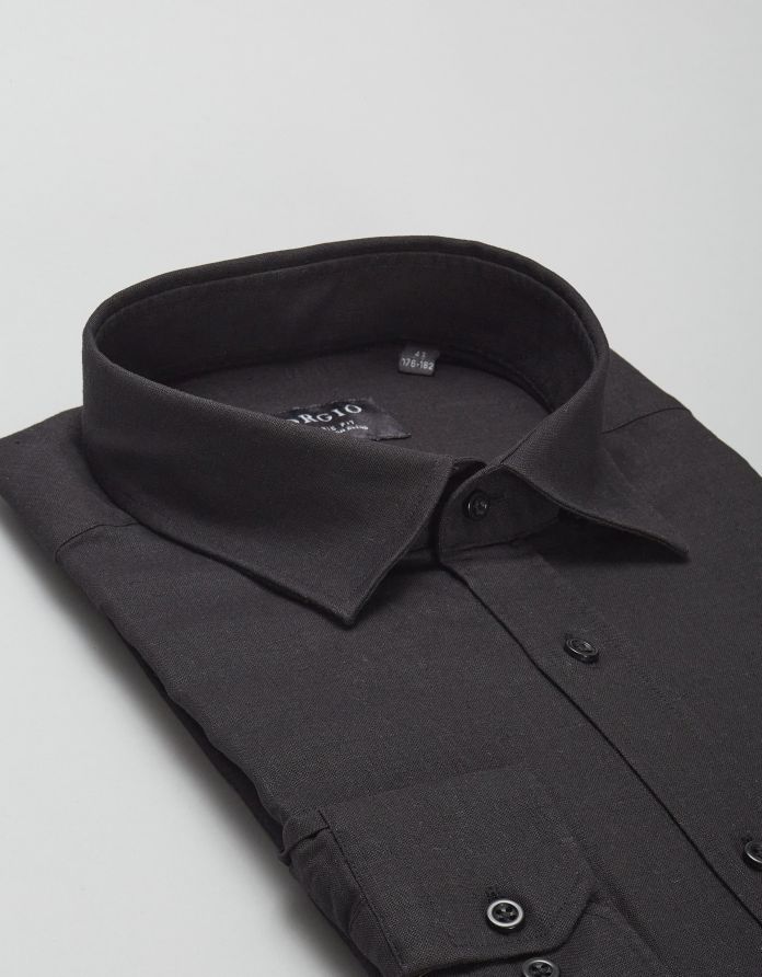 koszula lentini 00393 długi rękaw czarny classic fit