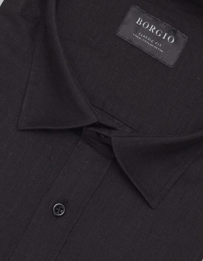 koszula lentini 00393 długi rękaw czarny classic fit