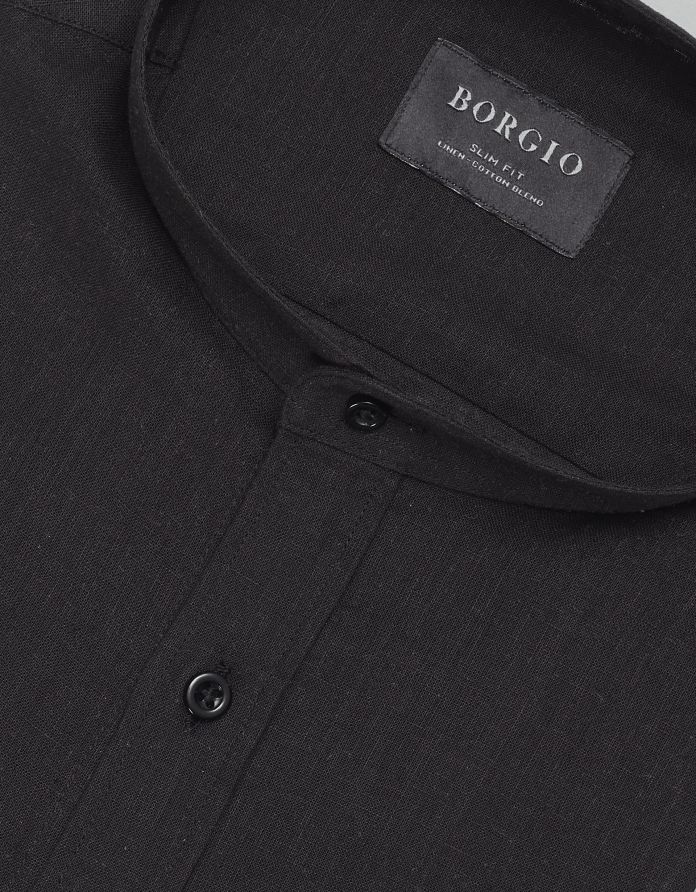 koszula lentini 00394 długi rękaw czarny slim fit