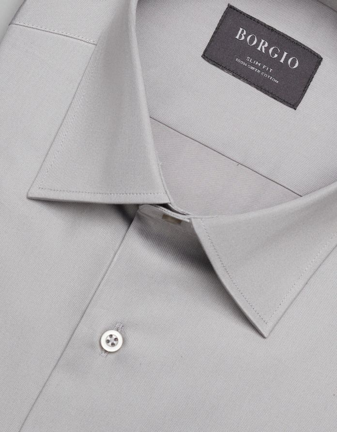 koszula simeria 00381 długi rękaw szary slim fit