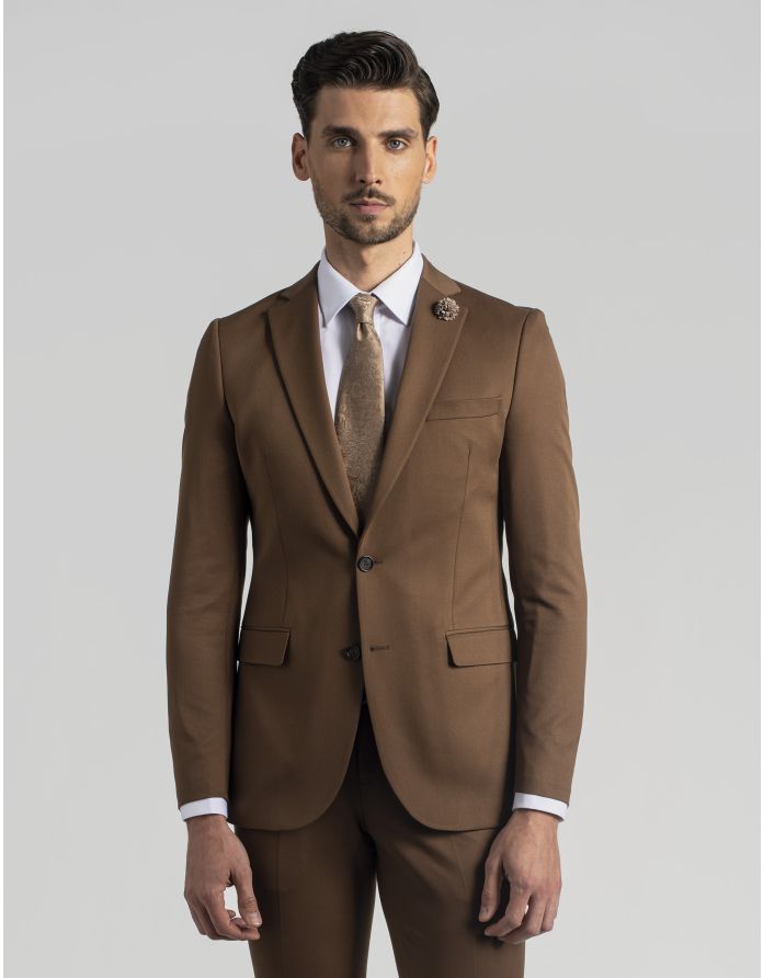 marynarka do zestawu lido brąz slim fit