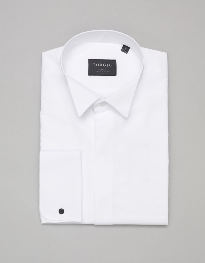 koszula enna 00417 na spinki biały slim fit