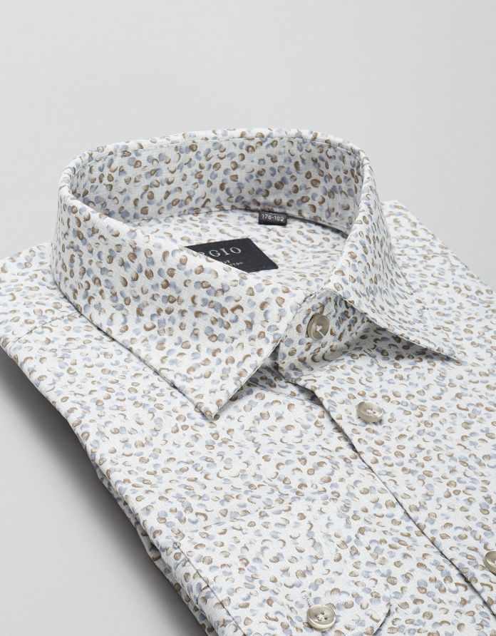 koszula calimera 00419 długi rękaw beżowy slim fit