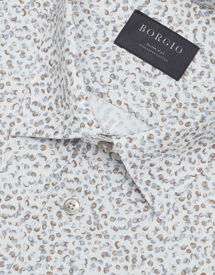 koszula calimera 00419 długi rękaw beżowy slim fit