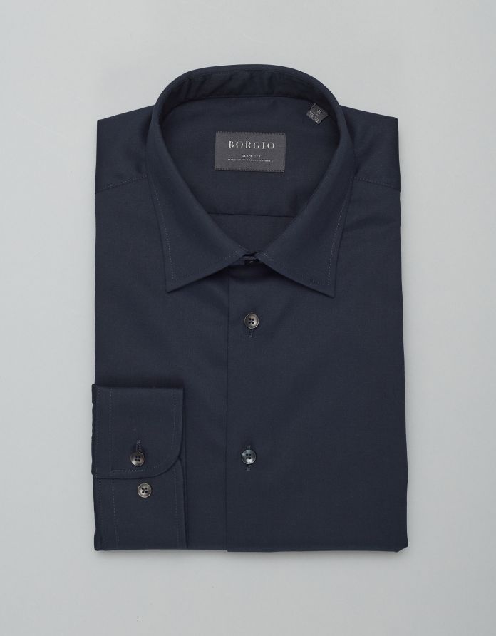 koszula lavello 00422 długi rękaw granatowy slim fit