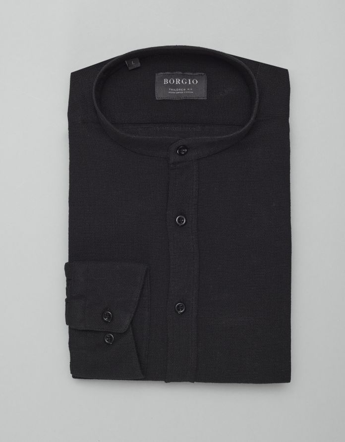 koszula limina 00409 długi rękaw czarny tailored fit