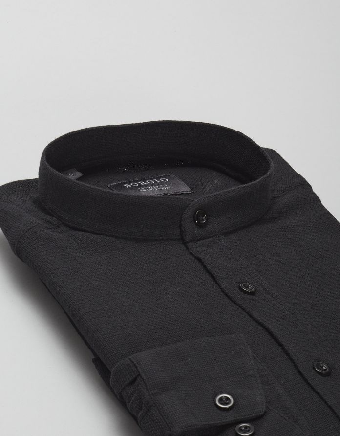 koszula limina 00409 długi rękaw czarny tailored fit