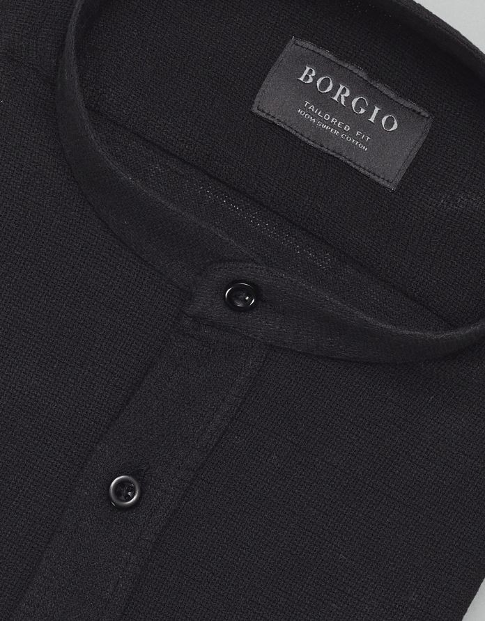 koszula limina 00409 długi rękaw czarny tailored fit